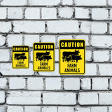 Portrait Round Plus Caution Farm Animals Wall or Door Sign | Farm/Barn Warning Signage