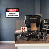 Classic Framed Plus Danger Battery Charging Area Door or Wall Sign | Health & Safety Signage