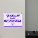 Classic Framed Plus Appointments by Booking Only – Thank You for Your Understanding Door or Wall Sign | Medical Facility Greeting & Reception