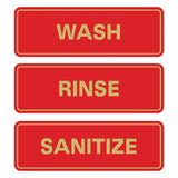 All Quality Standard WASH RINSE SANITIZE Set of 3 Bay Sink Signs - Restaurant & Commercial Kitchen Sink Signs - Easy to Install