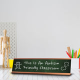This Is An Autism Friendly Classroom Rose Gold Frame Desk Sign (2x8") | Classroom Special Needs Support