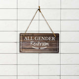 Restroom & Hygiene 5x10 Hanging Wall or Door Signs (Dark Wood)