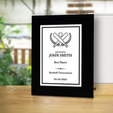 Baseball/Softball Customizable Black Frame Wooden Award Plaque | Easel Mount Option | Achievement and Recognition Personalizable Plaques