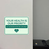 Classic Framed Plus Your Health is Our Priority – Let Us Know How We Can Help Door or Wall Sign | Medical Facility Greeting & Reception