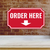 Notched Standard 'Order Here' Wall or Door Sign | Customer Interaction Sign