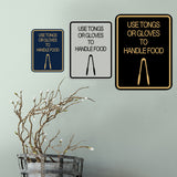 Signs ByLITA Portrait Round Use Tongs or Gloves To Handle Food Door or Wall Sign Durable ABS Plastic | Laser Engraved | Easy Installation | Kitchen | Hygiene