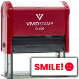 Vivid Stamp SMILE! Self-Inking Rubber Stamps Teachers And Schools | Motivational Stamps For Children | Re-inkable Ink Pad