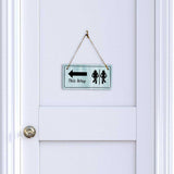 Restroom This Way (Directional) Signs | Rustic Light Blue Wood 5 x 10" Hanging Signs