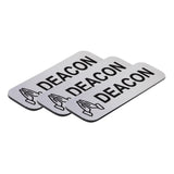 Deacon, 1 x 3" Name Tag/Badge, Praying Hands Design (3 Pack)