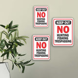Portrait Round Plus Keep Out No Hunting Fishing Trespassing Wall or Door Sign | Public Signage