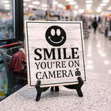 Smile You're On Camera 5"x 5" Square Table Sign With Acrylic Easel|Home & Office Decor|Multipack