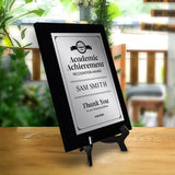 Signs ByLITA Academic Achievement Recognition Customizable Black Frame Award Wooden Plaque Award with Easel Stand