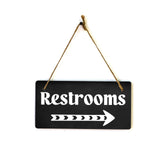 Restrooms Right Arrow 5x10 Hanging Plus Wall or Door Sign | Bathroom Decor