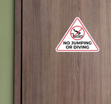 Triangle Danger 'No Jumping Or Diving' Wall or Door Sign
