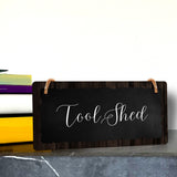 Tool Shed 5x10 Hanging Plus Wall or Door Sign | Rustic Twine | Range of Vibrant Decor Styles | Room Signs For Home and Business