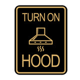 Signs ByLITA Portrait Round Turn On Hood Door or Wall Sign Durable ABS Plastic | Laser Engraved | Easy Installation | Kitchen | Hygiene
