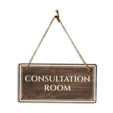 Consultation Room 5" x 10" Hanging Wall or Door Sign | Legal and Court House Rustic Twine Signage