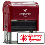 Vivid Stamp Morning Routine Self-Inking Rubber Stamps Teachers And Schools | Motivational Stamps For Children | Re-inkable Ink Pad