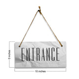 Entrance 5" x 10" Hanging Wall or Door Sign | Rustic Twine | Signs for Home and Business