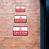 Classic Framed Plus Caution Steep Stairs Ahead Door or Wall Sign | Workplace Health and Safety Warning Signage
