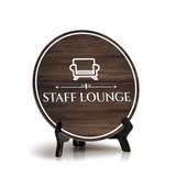 Staff Lounge Circle Table Sign with Acrylic Stand (5x5") | Business Workplace Staff Break Room Sign