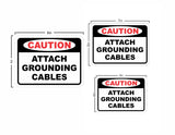 Classic Framed Plus Caution Attach Grounding Cables Door or Wall Sign | Business Protection Construction Site Warehouse & Shop Area