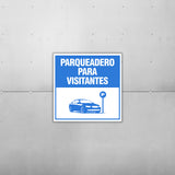 Square Plus Parqueadero Para Visitantes Wall or Door Sign | Spanish | Health & Safety Warehouse Business Signage