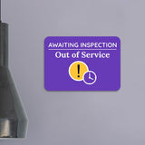 Classic Framed Plus Awaiting Inspection - Out of Service Door or Wall Sign | Safety and Maintenance