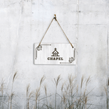 Chapel 5x10 Hanging Plus Wall or Door Sign | Religious Rustic Wood Sign