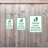 Portrait Round Plus Please Take All Trash With You When Leaving This Area Door or Wall Sign | Health & Safety Signage