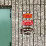 Signs ByLITA Fancy Protected by Armed Property Owner (Handgun) Door or Wall Sign | Home Security Warning Sign