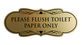 Designer Please Flush Toilet Paper Only Wall or Door Sign