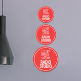 Circle Plus Radio studio Wall or Door Sign | Easy Installation | Business & Studio Signage