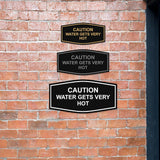 Signs ByLITA Fancy Caution Water Gets Very Hot Sign | Durable Plastic | Vibrant Colors | Powerful Foam Tape