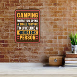Portrait Round Plus Camping: Where You Spend A Small Fortune To Live Like A Homeless Person Door or Wall Sign | Camping RV Decoration
