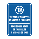 Signs ByLITA Portrait Round The Sale Of Cigarettes To Minors Is Prohibited Door or Wall Sign | Spanish Bilingual Warehouse and Factory Signs