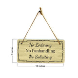 No Loitering No Panhandling No Soliciting 5x10 Hanging Plus Wall or Door Sign | Home & Office Decor