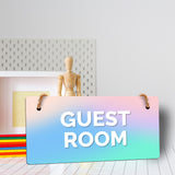 Guest Room 5x10 Hanging Plus Wall or Door Sign | Rustic Twine | Range of Vibrant Decor Styles | Room Signs For Home and Business