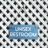 Unisex Restroom 5x10 Hanging Plus Wall or Door Sign | Public Spaces Decor