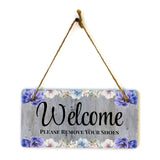 Welcome Please Remove Your Shoes 5x10 Hanging Wall or Door Sign
