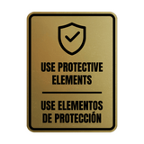 Signs ByLITA Portrait Round Use Protective Elements Door or Wall Sign | Spanish Bilingual Warehouse Health and Safety Signs