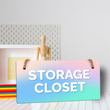 Storage Closet 5x10 Hanging Plus Wall or Door Sign | Rustic Twine | Range of Vibrant Decor Styles | Room Signs For Home and Business