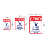 Portrait Round Plus Attention Please Shower Before Entering Hot Tub Wall or Door Sign | Indoor Gym & Home Signage