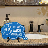 Please Wash Your Hands Cloud Speech Bubble (6 x 4") Table Sign With Acrylic Easel