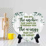 You Are The Anchor that Keeps Me Grounded and the Wings That Lift Me Higher Heart Table Sign with Acrylic Stand (6x5") | Cute Couples Signs