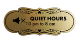 Signs ByLITA Designer Quiet Hours 10 pm to 8 am Wall or Door Sign