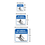 Square Plus Be Careful Use Handrails Door or Wall Sign | Workplace Cleaning Signage
