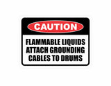 Classic Framed Plus Caution Flammable Liquids Attach Grounding Cables To Drums Door or Wall Sign | Business Protection Construction Site Warehouse & Shop Area