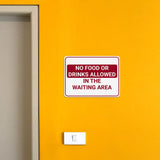 Classic Framed Plus No Food or Drinks Allowed in the Waiting Area Door or Wall Sign | Medical Facility Greeting & Reception