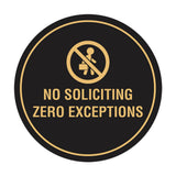 Circle No Soliciting Zero Exceptions Wall or Door Sign
